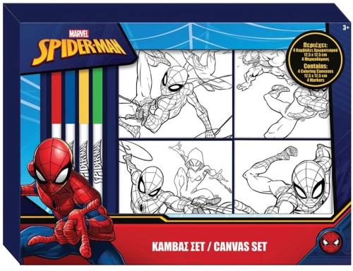 Καμβάς Σετ 4τμχ με 4 Μαρκαδόρους Spiderman