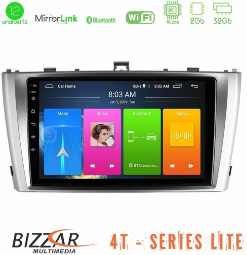 Bizzar 4T Series Toyota Avensis T27 4Core Android12 2+32GB Navigation Multimedia Tablet 9" U-LVB-TY0864
