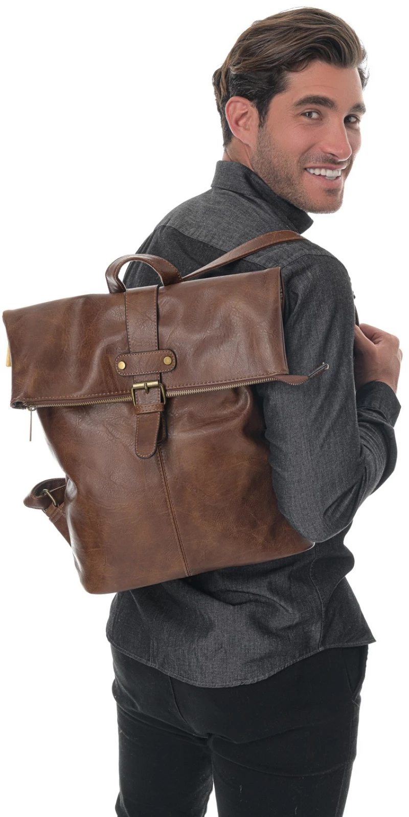 ΤΣΑΝΤΑ ΠΛΑΤΗΣ UNISEX 23878_ΚΑΦΕ