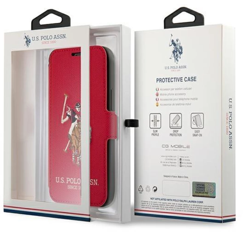 US Polo USFLBKP12LPUGFLRE iPhone 12 Pro Max 6.7 red / red book Polo Embroidery Collection