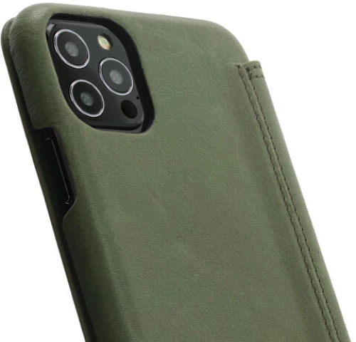 Minim (MM-10251) Minim Book Case - Olive Green, Apple iPhone 12 / 12 Pro