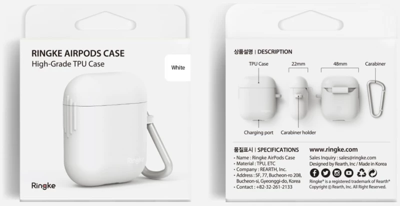 Ringke AirPods Case Silica Gel Protector for Airpods 1/2 white (ACEC0007)