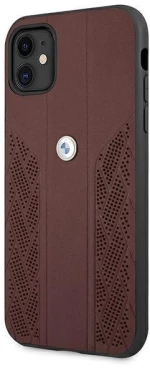 Case BMW BMHCN61RSPPR iPhone 11 6.1 red / red hardcase Leather Curve Perforate