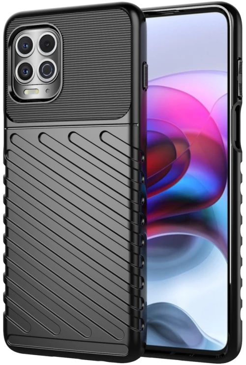 Thunder Case Flexible Tough Rugged Cover TPU Case for Motorola Moto G100 / Edge S black