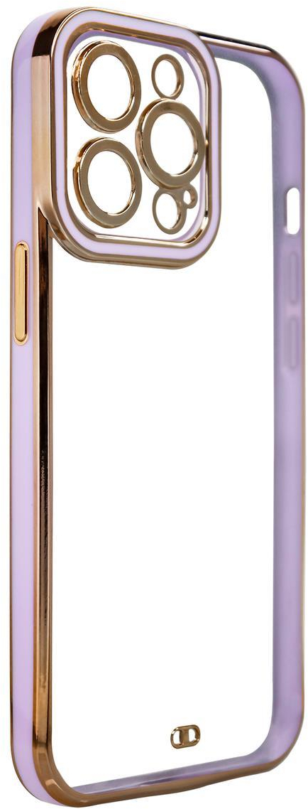 Fashion Case for iPhone 12 Pro Gold Frame Gel Cover Purple