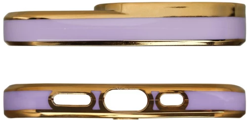 Fashion Case for iPhone 12 Pro Gold Frame Gel Cover Purple