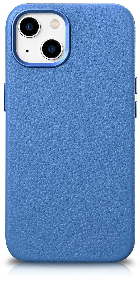 iCarer Litchi Premium Leather Case iPhone 14 Plus Magnetic Leather Case with MagSafe Light Blue (WMI14220711-LB)