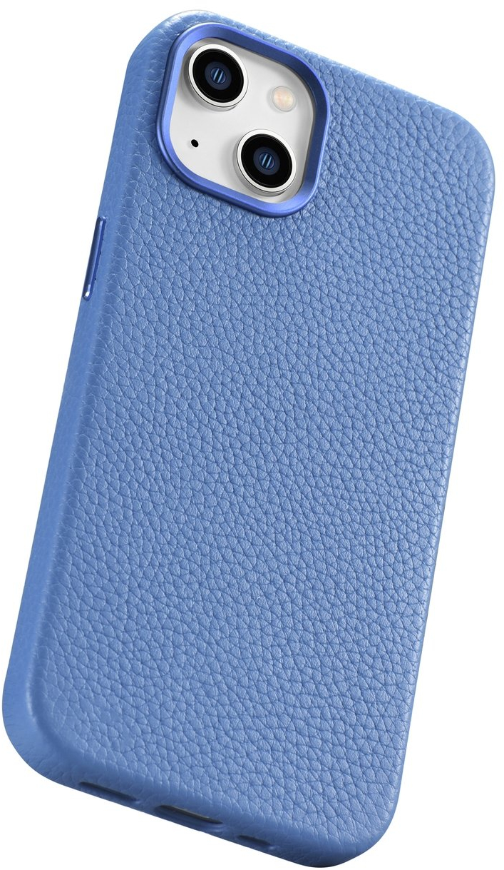 iCarer Litchi Premium Leather Case iPhone 14 Plus Magnetic Leather Case with MagSafe Light Blue (WMI14220711-LB)