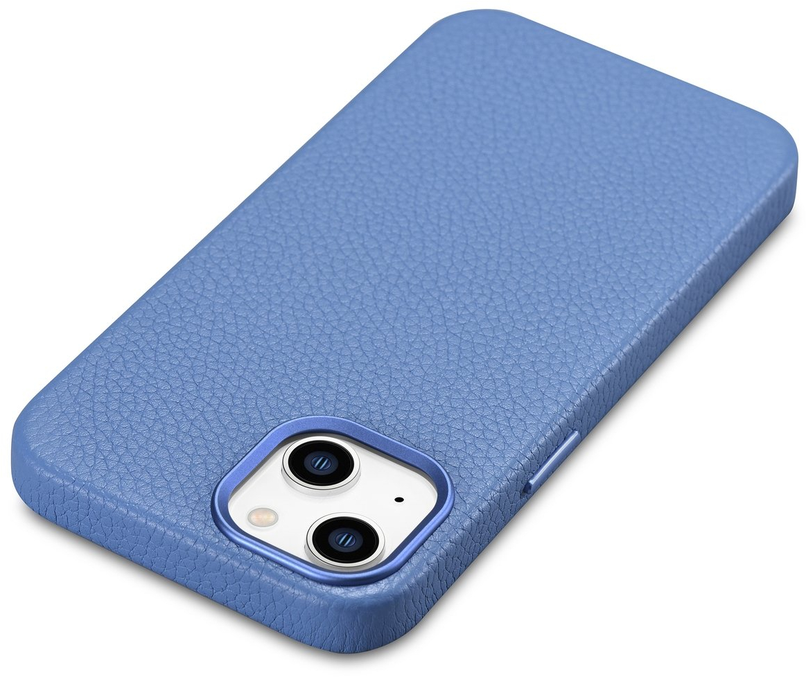 iCarer Litchi Premium Leather Case iPhone 14 Plus Magnetic Leather Case with MagSafe Light Blue (WMI14220711-LB)