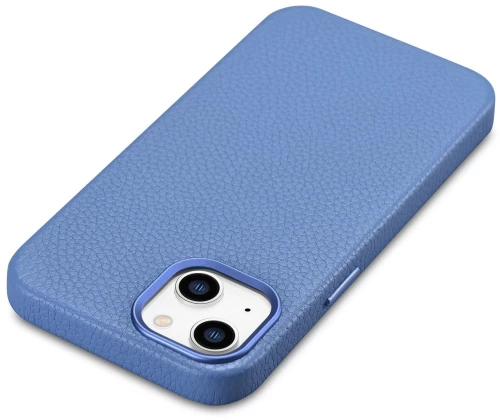 iCarer Litchi Premium Leather Case iPhone 14 Plus Magnetic Leather Case with MagSafe Light Blue (WMI14220711-LB)