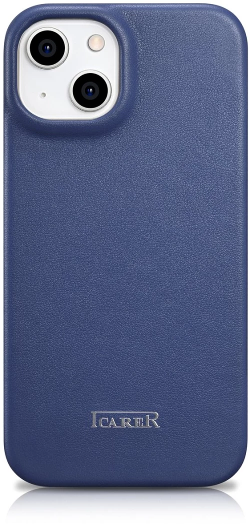 iCarer CE Premium Leather Folio Case iPhone 14 Plus Magnetic Flip Leather Folio Case MagSafe Blue (WMI14220715-BU)