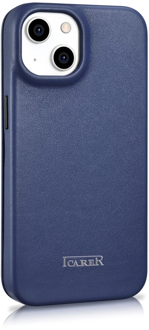 iCarer CE Premium Leather Folio Case iPhone 14 Plus Magnetic Flip Leather Folio Case MagSafe Blue (WMI14220715-BU)