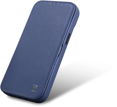 iCarer CE Premium Leather Folio Case iPhone 14 Plus Magnetic Flip Leather Folio Case MagSafe Blue (WMI14220715-BU)