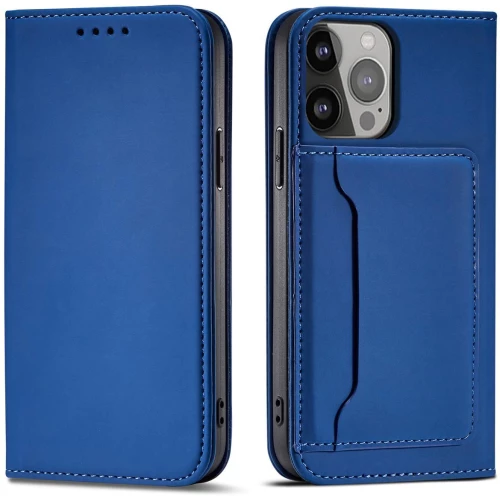 Magnet Card Case case for iPhone 14 flip cover wallet stand blue