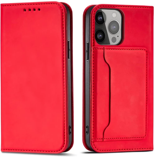 Magnet Card Case case for iPhone 14 Plus flip cover wallet stand red