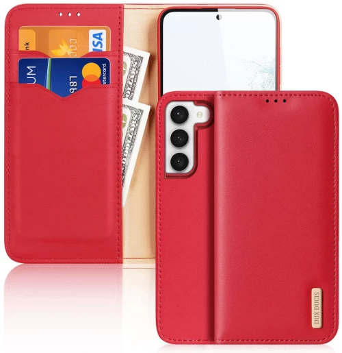 Dux Ducis Hivo case Samsung Galaxy S23+ flip cover wallet stand RFID blocking red