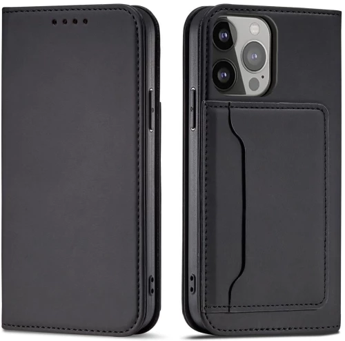 Magnet Card Case for Samsung Galaxy S23 Ultra flip cover wallet stand black