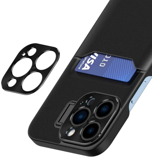 Leather Stand Case for Samsung Galaxy S23+ card wallet cover with stand black