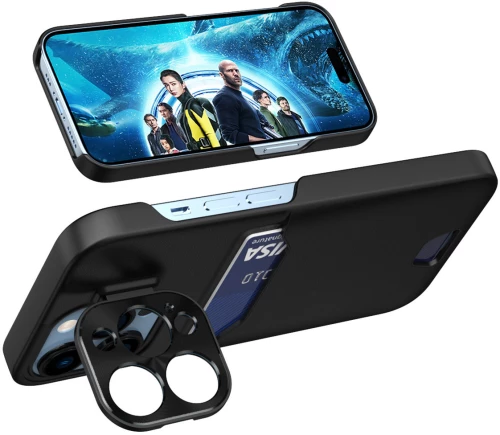 Leather Stand Case for Samsung Galaxy S23+ card wallet cover with stand black