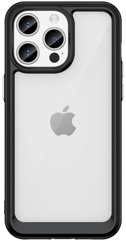iPhone 15 Pro Outer Space reinforced case with a flexible frame - black