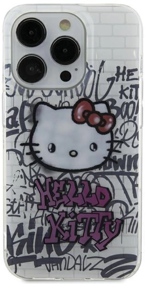 Hello Kitty IML Kitty On Bricks Graffiti case for iPhone 15 - white