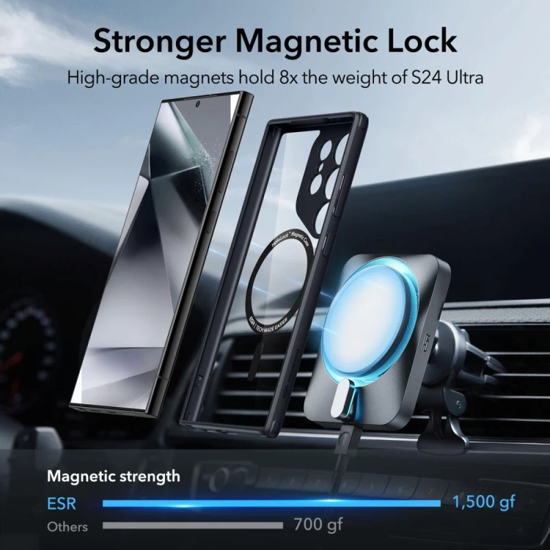 ESR Classic Hybrid Halolock case for Samsung Galaxy S24 Ultra - transparent