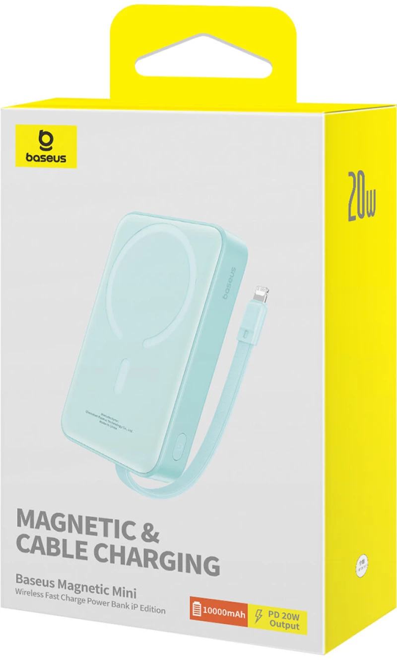 Baseus Magnetic Mini MagSafe Power Bank 10000mAh 20W με Θύρα USB-C Power - Delivery Mint