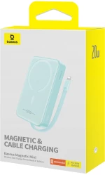 Baseus Magnetic Mini MagSafe Power Bank 10000mAh 20W με Θύρα USB-C Power - Delivery Mint
