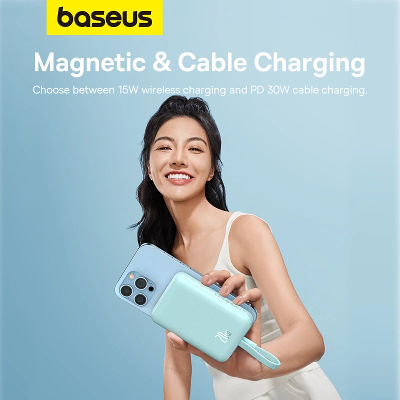 Baseus Magnetic Mini MagSafe Power Bank 10000mAh 20W με Θύρα USB-C Power - Delivery Mint