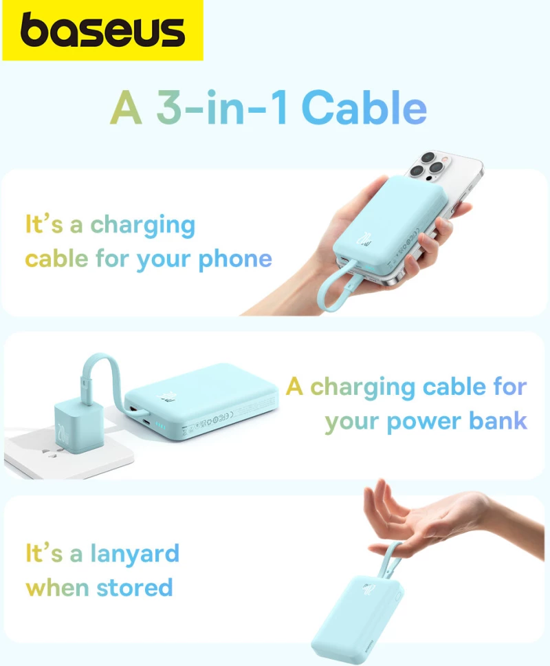 Baseus Magnetic Mini MagSafe Power Bank 10000mAh 20W με Θύρα USB-C Power - Delivery Mint