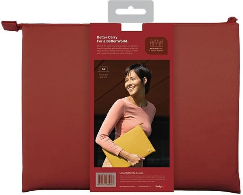 Uniq Lyon Waterproof RPET case for a 14" laptop - red