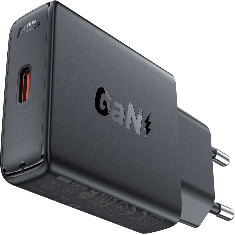 Acefast A65 PD 20W GaN USB-C wall charger - black