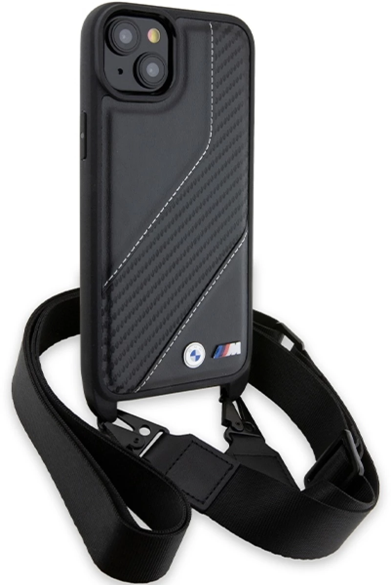 BMW M Edition Carbon Stripe & Strap case for iPhone 15 Plus / 14 Plus - black