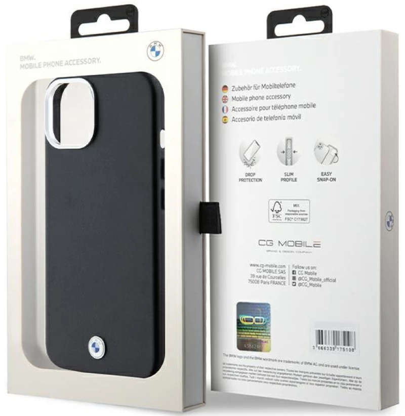 BMW Signature Wrapped Metal MagSafe Case for iPhone 14/15/13 - Black