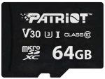 Patriot VX Series 64GB MicroSDXC V30 Class 10 UHS-I U3 4K UHD Memory Card PSF64GVX31MCX