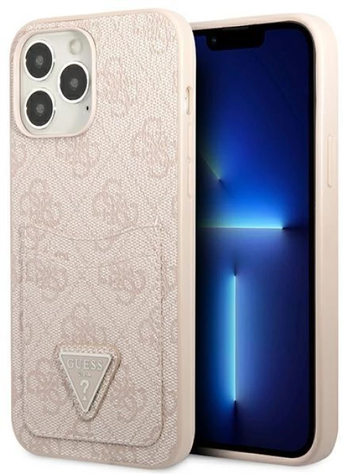 Guess 4G Triangle Logo Cardslot Case for iPhone 13 Pro / 13 - Pink