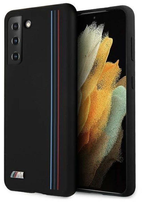 Case BMW BMHCS21MSIVTBK S21 + G996 black / black Silicone Stripes M Collection