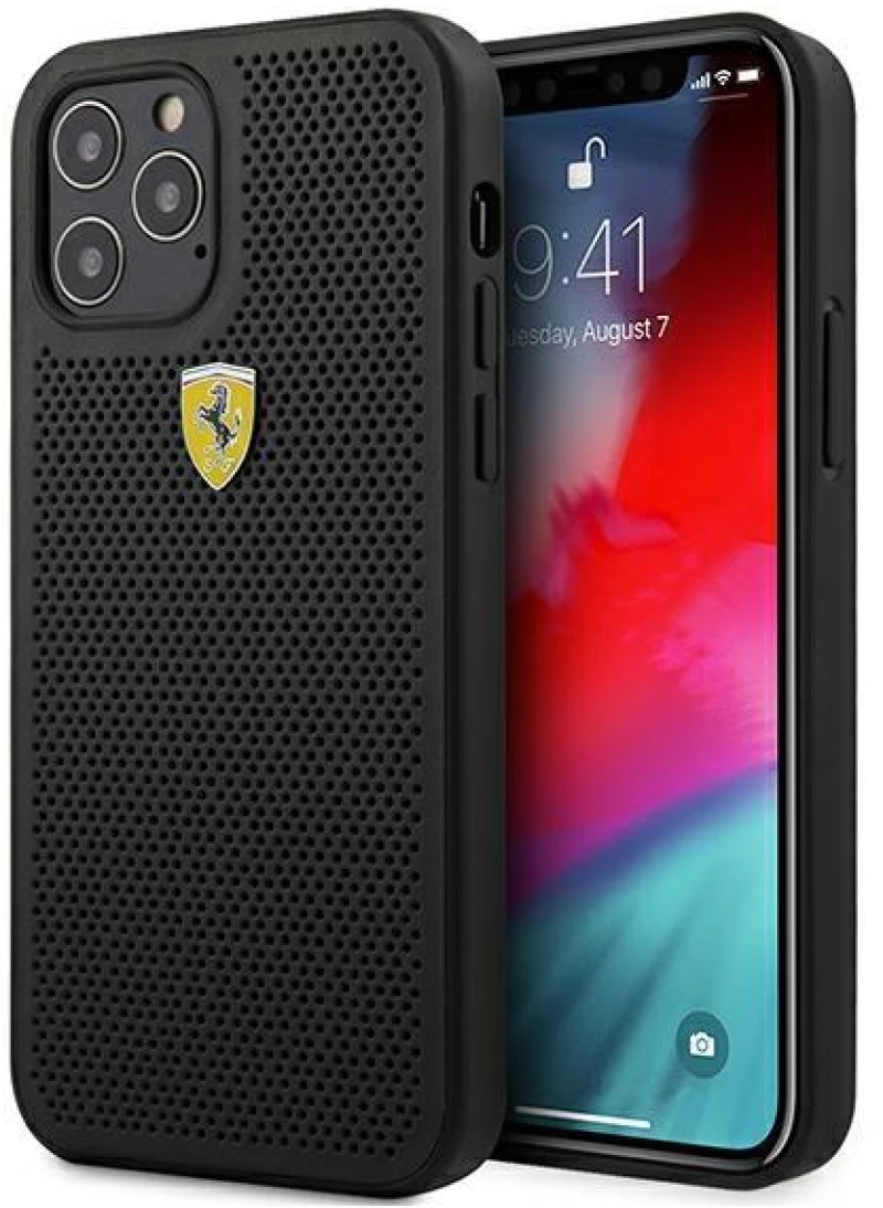 Ferrari FESPEHCP12LBK iPhone 12 Pro Max 6,7" black hardcase On Track Perforated