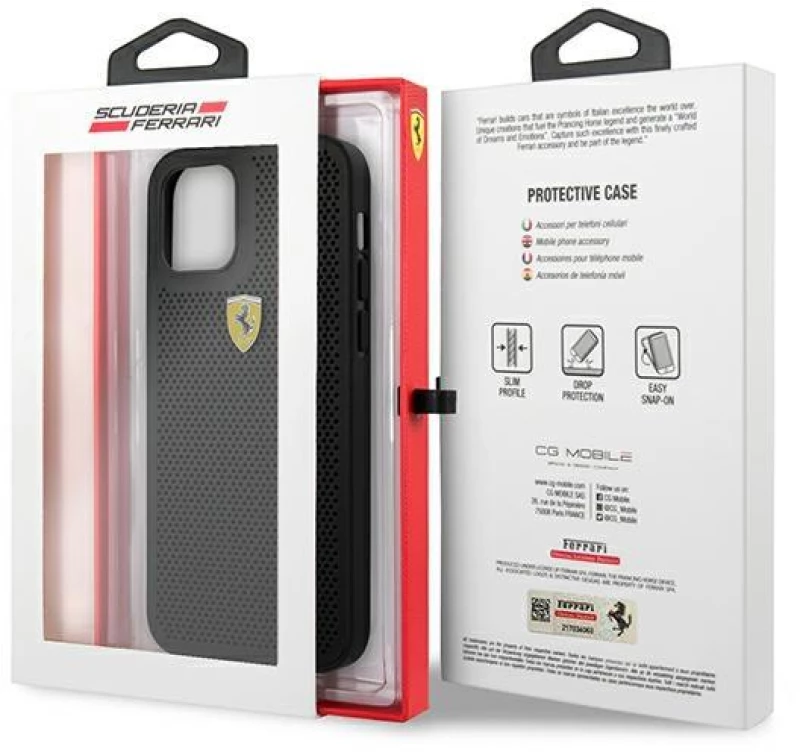 Ferrari FESPEHCP12LBK iPhone 12 Pro Max 6,7" black hardcase On Track Perforated
