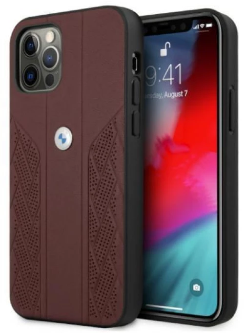 Case BMW BMHCP12LRSPPR iPhone 12 Pro Max 6.7 red / red hardcase Leather Curve Perforate