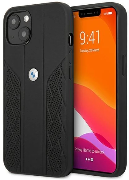 Case BMW BMHCP13SRSPPK iPhone 13 mini 5,4 black / black hardcase Leather Curve Perforate