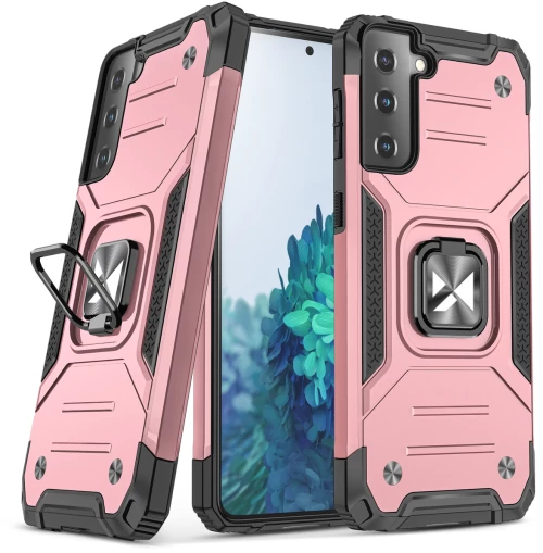 Wozinsky Ring Armor Tough Hybrid Case Cover + Magnetic Mount for Samsung Galaxy S22 + (S22 Plus) Pink