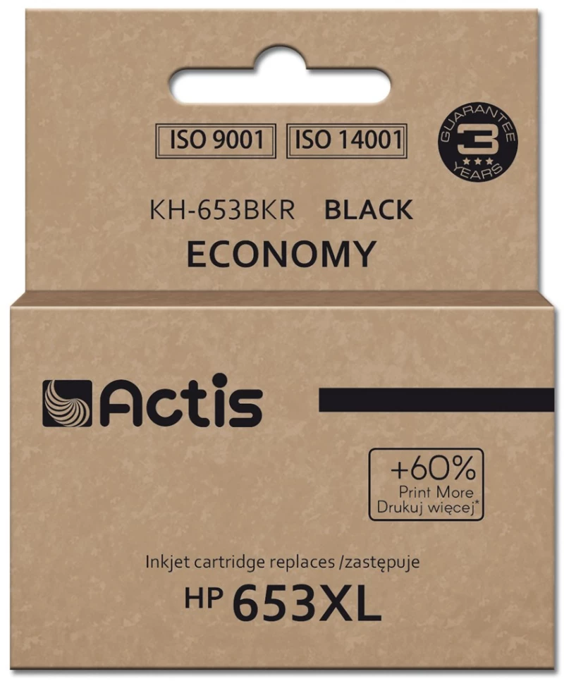 Actis KH-653BKR Ink for HP printer, replacement HP 653XL 3YM75AE; Premium; 20ml; 575 pages; black