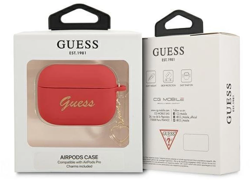 Guess GUAPLSCHSR AirPods Pro cover red / red Silicone Charm Heart Collection