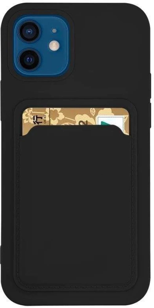 Card Case Silicone Wallet Case with Card Slot Documents for Samsung Galaxy S22 + (S22 Plus) Black