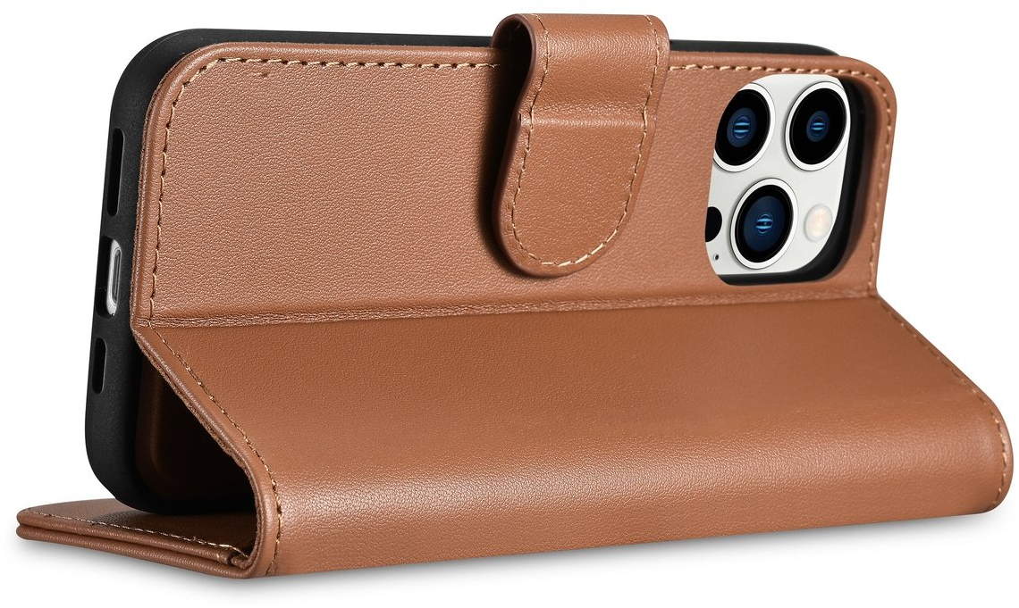 iCarer Wallet Case 2in1 Cover iPhone 14 Pro Max Leather Flip Cover Anti-RFID Brown (WMI14220728-BN)