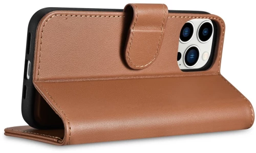 iCarer Wallet Case 2in1 Cover iPhone 14 Pro Max Leather Flip Cover Anti-RFID Brown (WMI14220728-BN)
