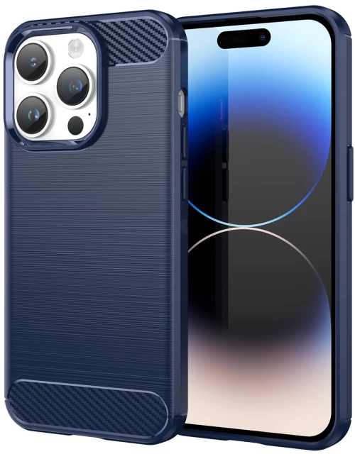 Carbon Case for iPhone 14 Pro Max flexible gel back cover blue