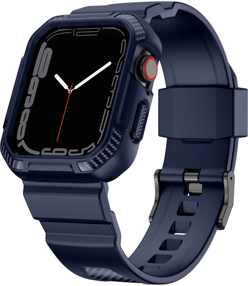 Kingxbar CYF106 2in1 strap for Apple Watch SE, 8, 7, 6, 5, 4, 3, 2, 1 (41, 40, 38 mm) with built-in case blue