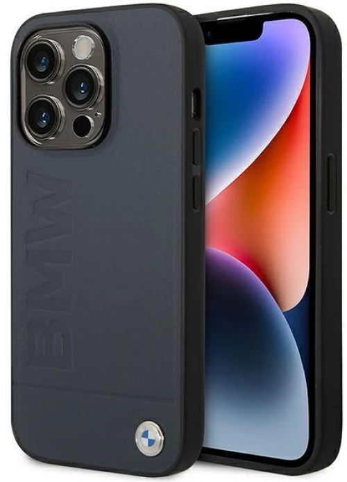 Case BMW BMHMP14XSLLNA iPhone 14 Pro Max 6.7" navy/navy hardcase Leather Hot Stamp MagSafe